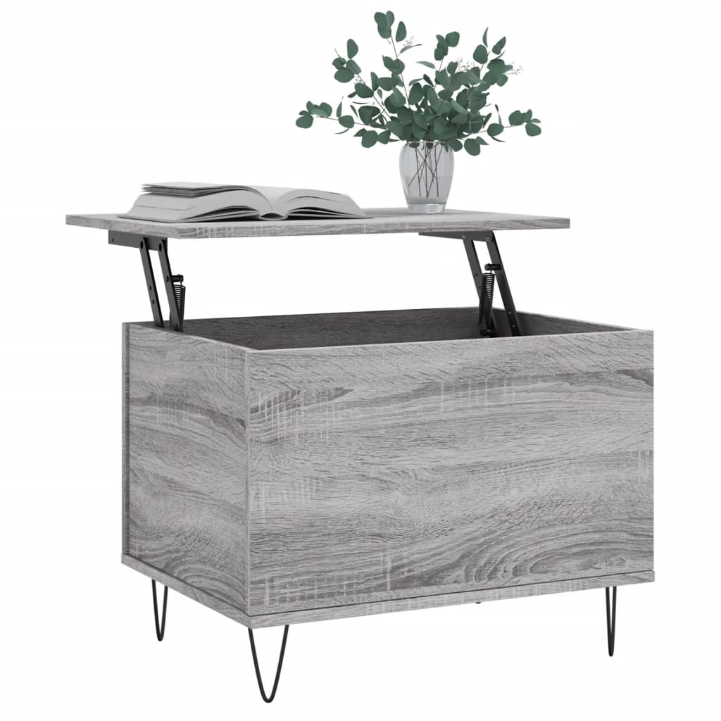 Mesa de centro madera contrachapada gris Sonoma 60x44,5x45 cm vidaXL