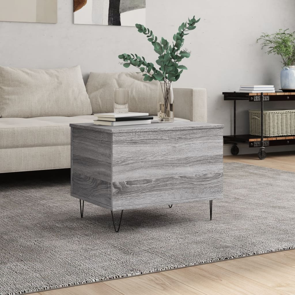 Vetonek Mesa de centro madera contrachapada gris Sonoma 60x44,5x45 cm