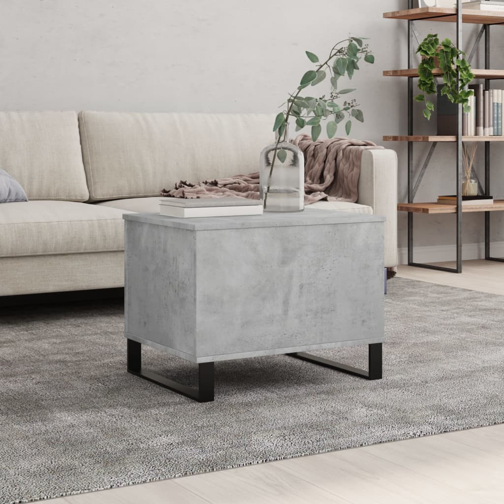 Vetonek Mesa de centro madera contrachapada gris hormigón 60x44,5x45 cm