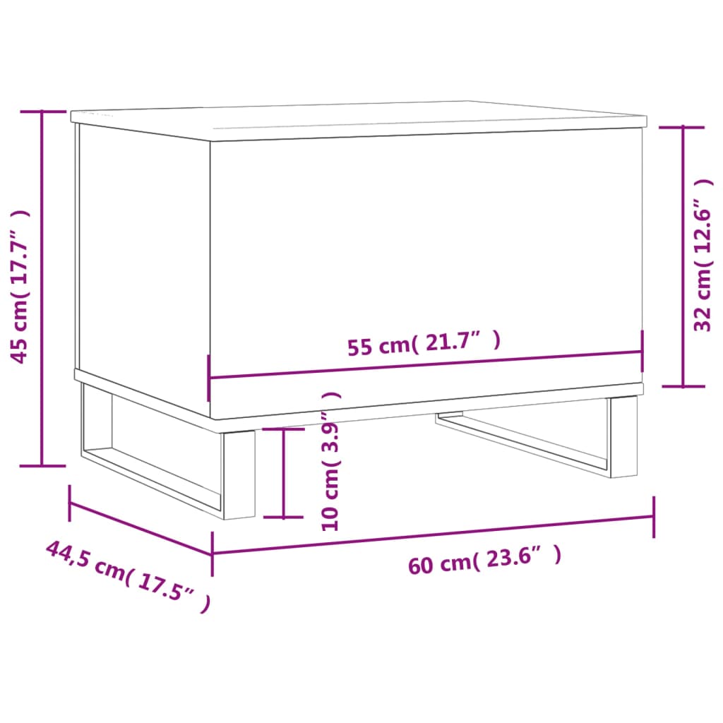 Mesa de centro madera contrachapada roble marrón 60x44,5x45 cm vidaXL