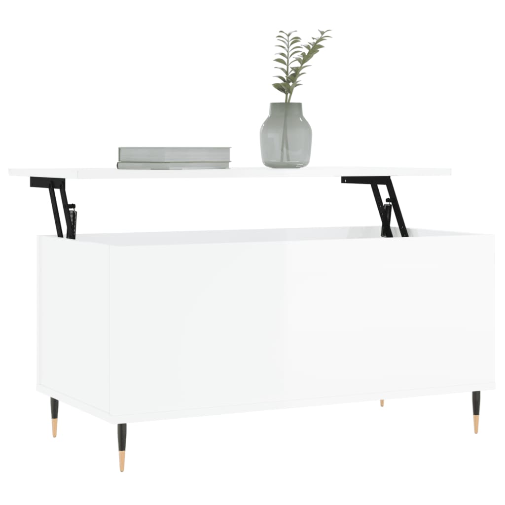 Mesa de centro madera blanco brillo 90x44,5x45 cm