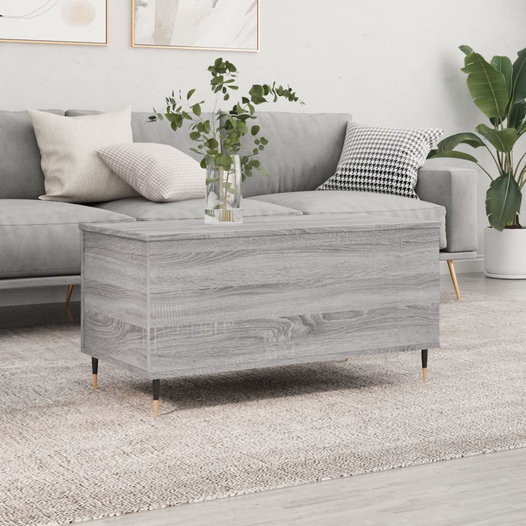 Vetonek Mesa de centro madera contrachapada gris Sonoma 90x44,5x45 cm