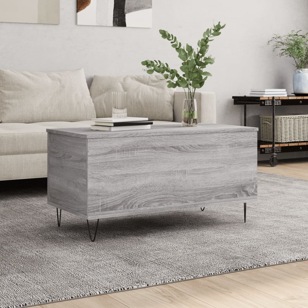 Vetonek Mesa de centro madera contrachapada gris Sonoma 90x44,5x45 cm