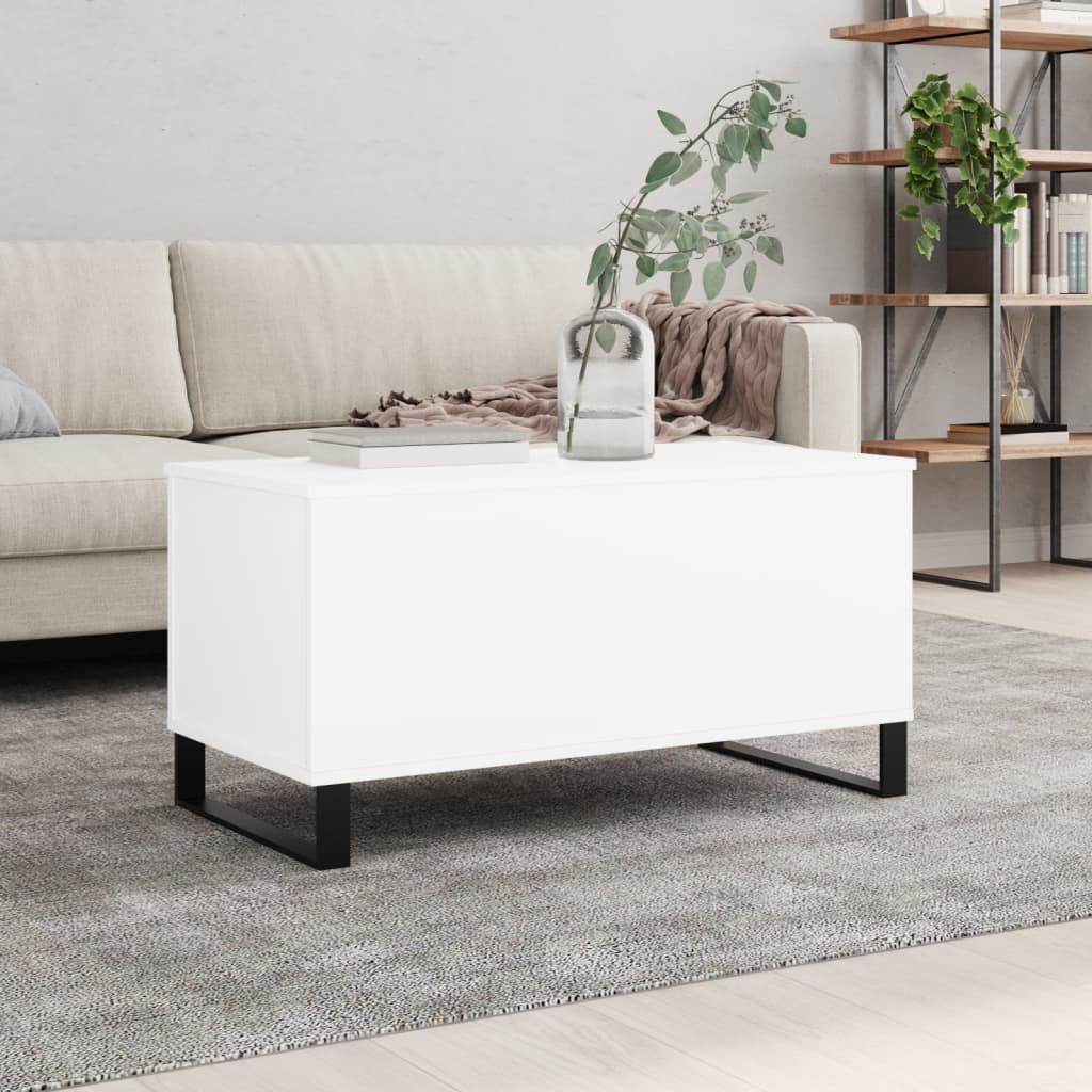 Vetonek Mesa de centro madera contrachapada blanco 90x44,5x45 cm