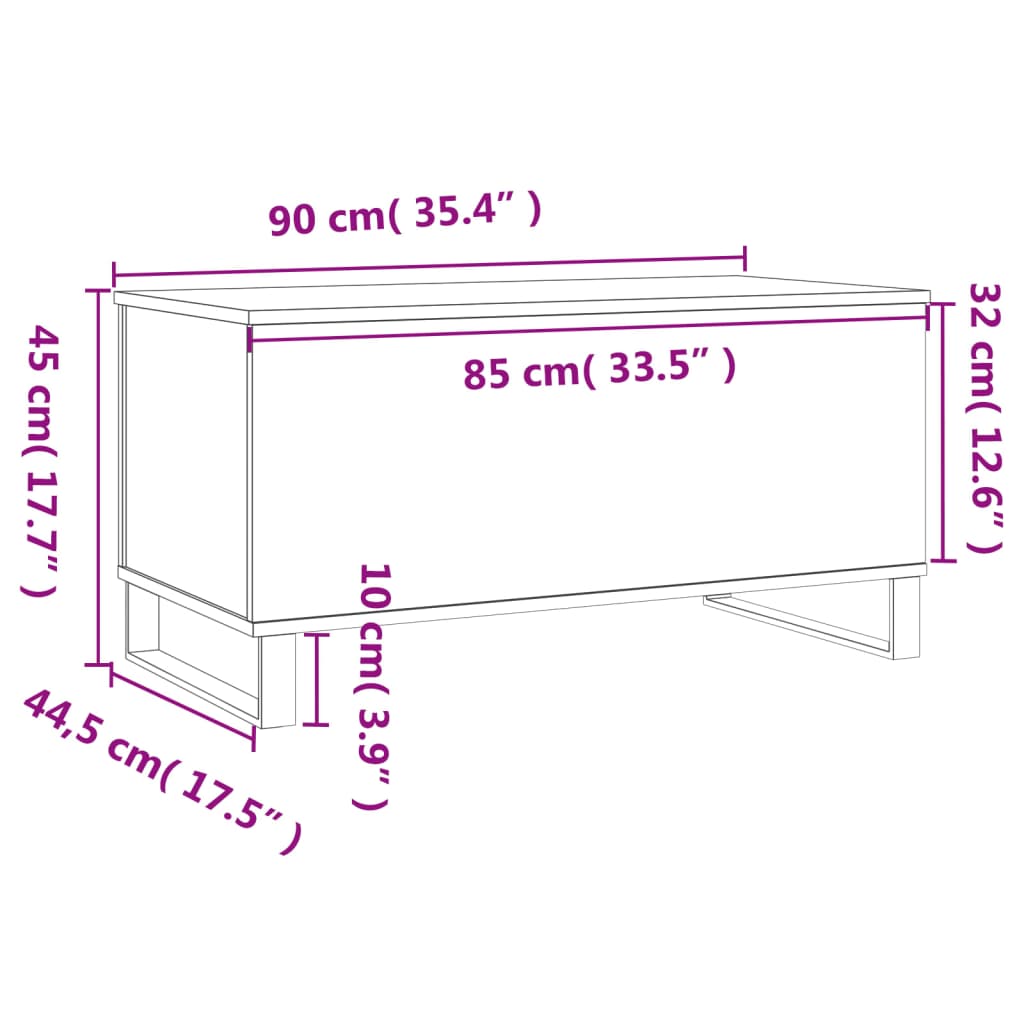 Mesa de centro madera blanco 90x44,5x45 cm vidaXL