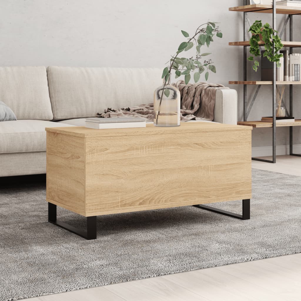 Vetonek Mesa de centro madera contrachapada roble Sonoma 90x44,5x45 cm