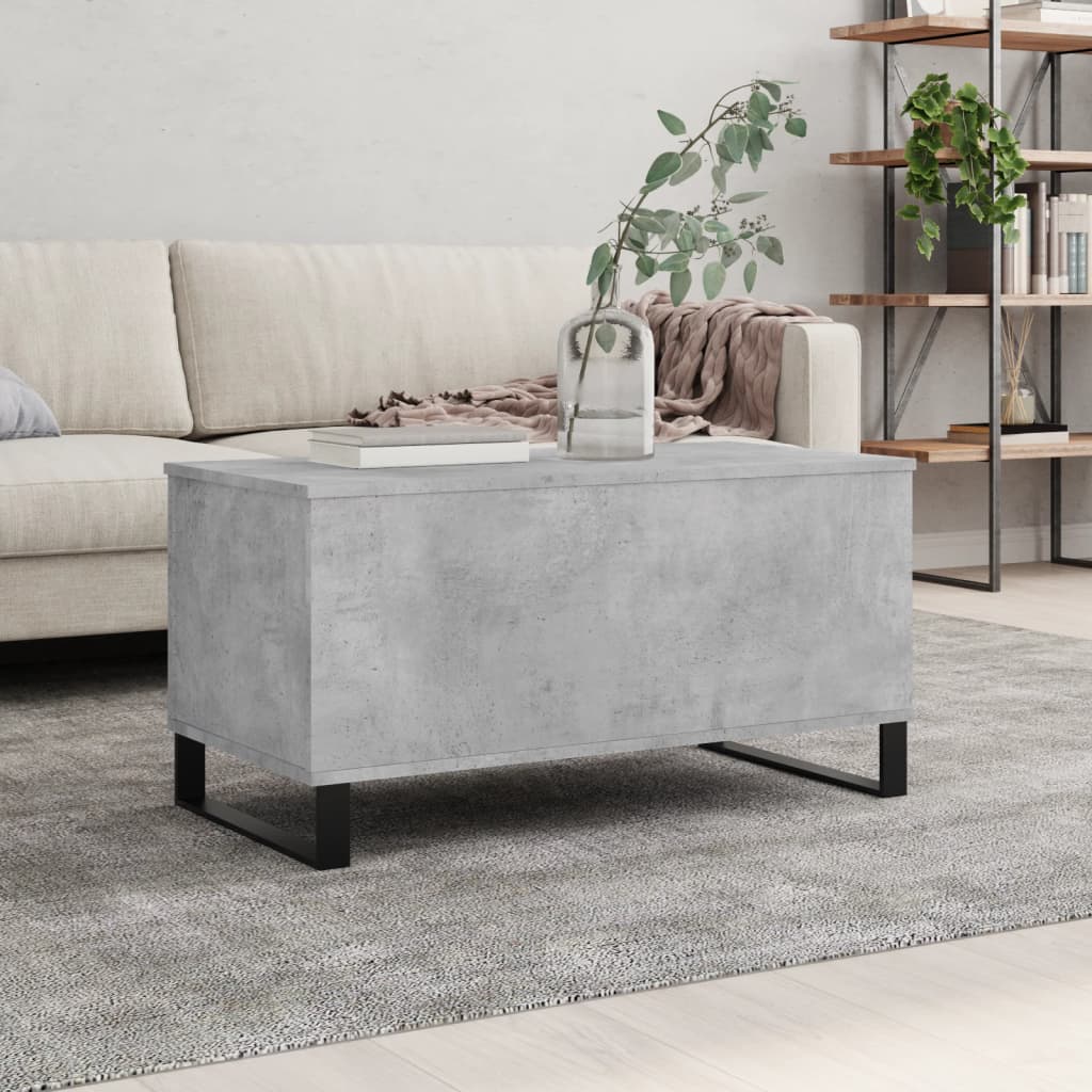 Vetonek Mesa de centro madera contrachapada gris hormigón 90x44,5x45 cm