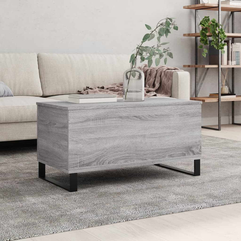 Vetonek Mesa de centro madera contrachapada gris Sonoma 90x44,5x45 cm