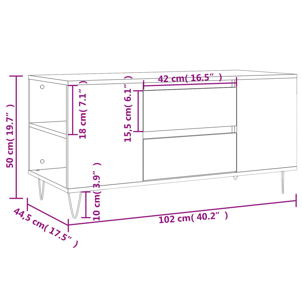 Mesa de centro madera sintetizada Nexus roble ahumado 102x44,5x50 cm vidaXL