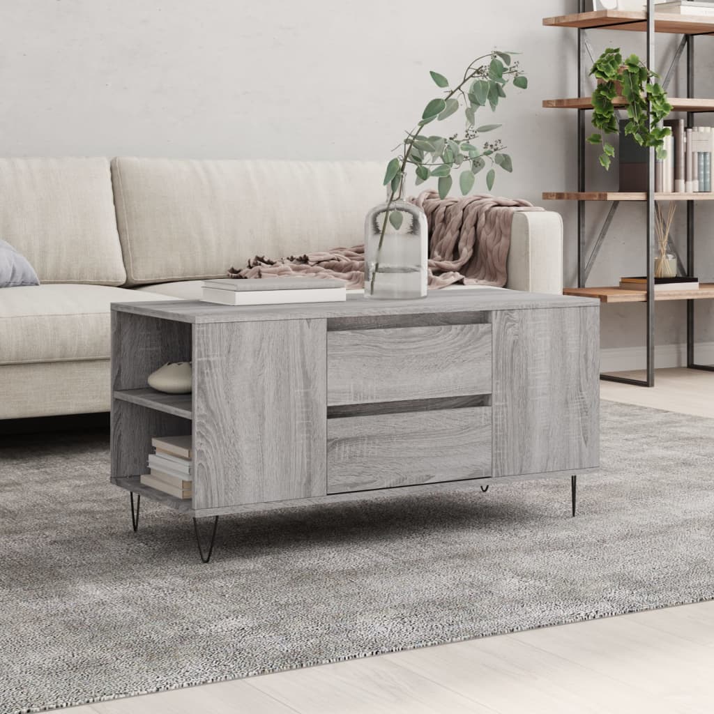 Vetonek Mesa de centro madera de ingeniería gris Sonoma 102x44,5x50 cm