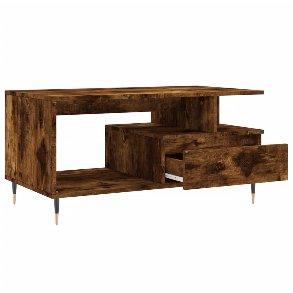 Mesa de centro madera roble ahumado 90x49x45 cm vidaXL