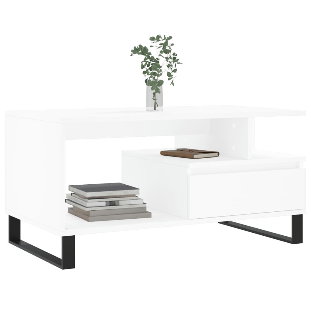 Mesa de centro madera blanca 90x49x45 cm