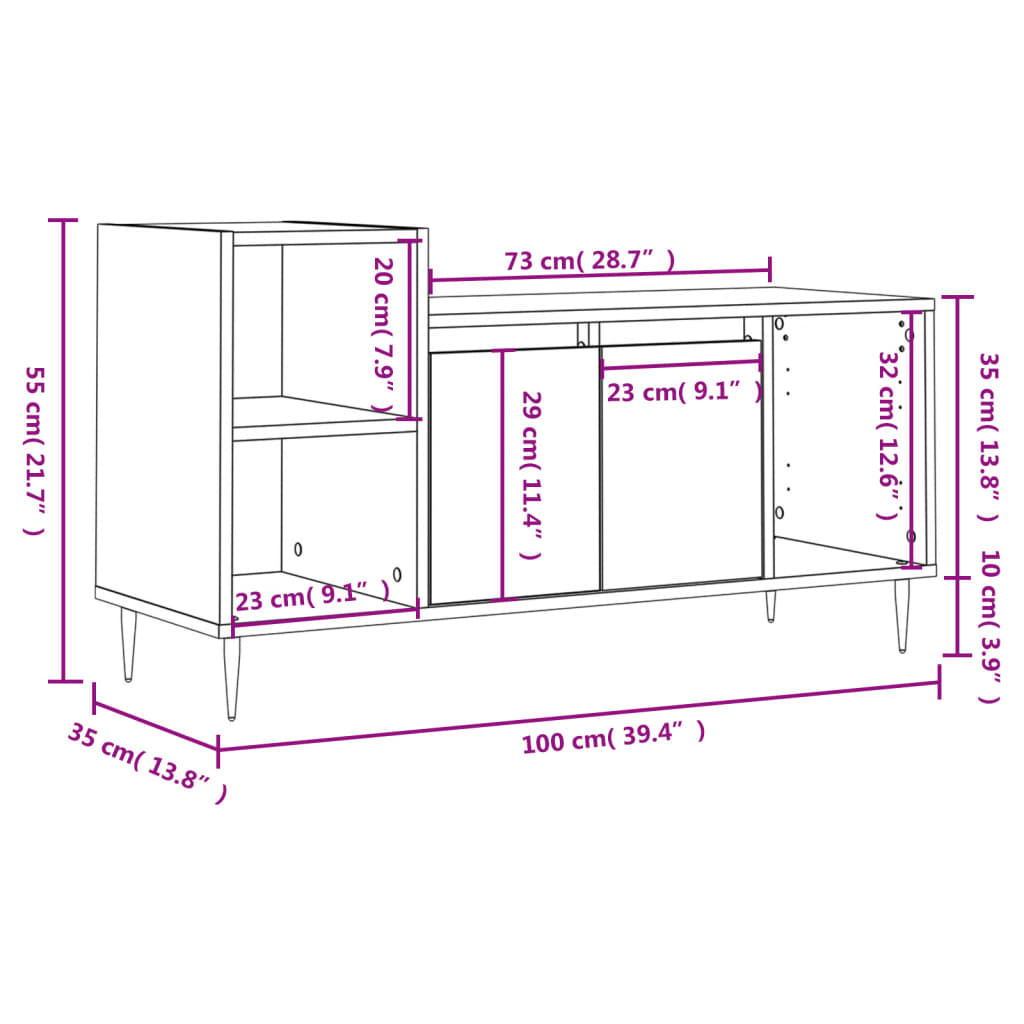 Mueble para TV madera roble ahumado 100x35x55 cm vidaXL