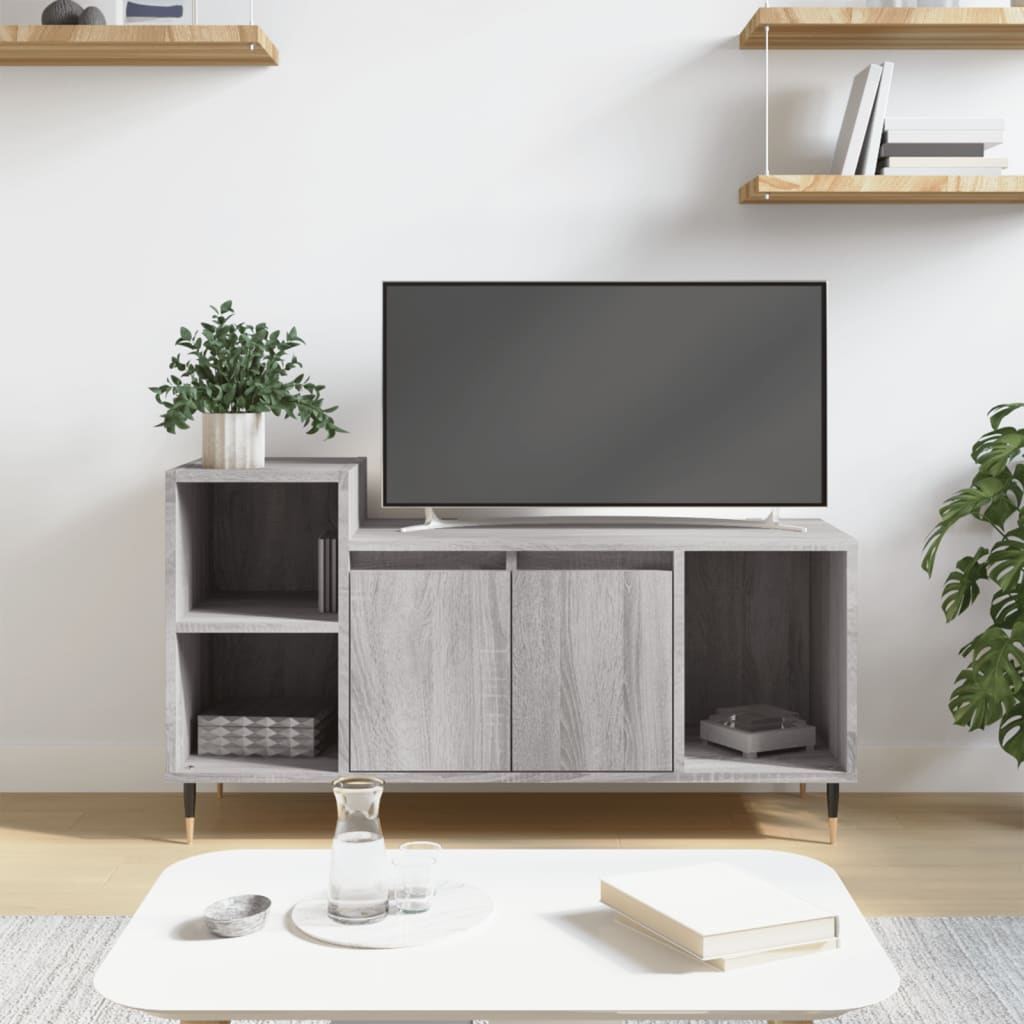 Vetonek Mueble de TV madera contrachapada gris Sonoma 100x35x55 cm