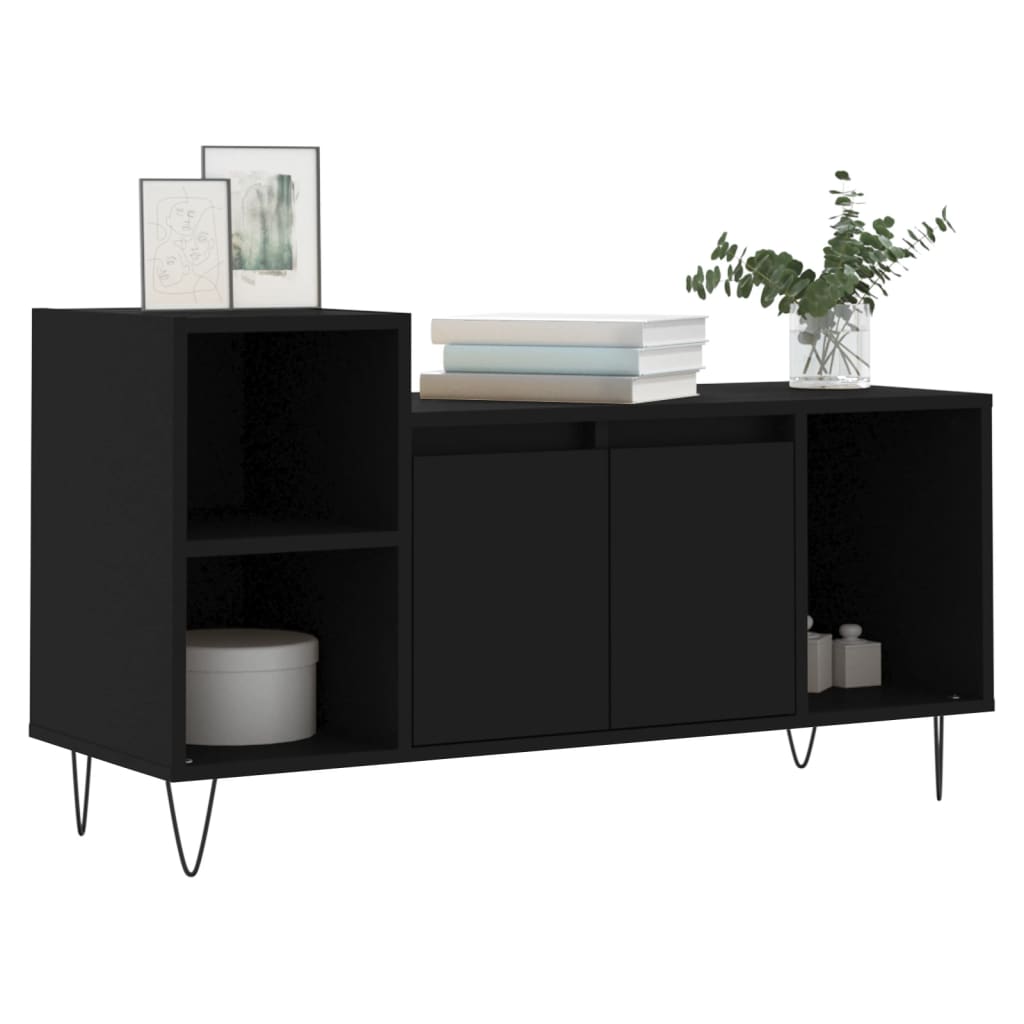 TV furniture black wood 100x35x55 cm