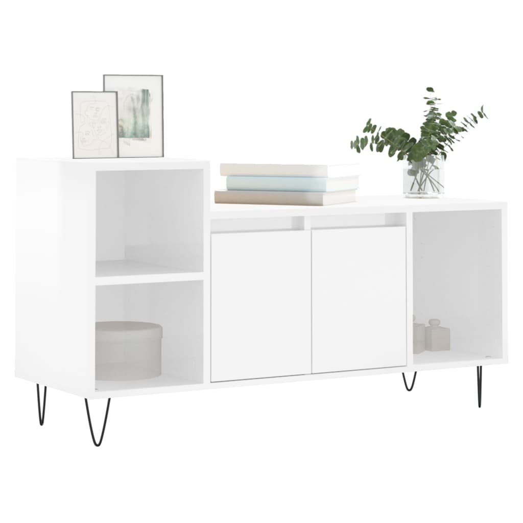 Mueble de TV madera blanco brillo 100x35x55 cm vidaXL