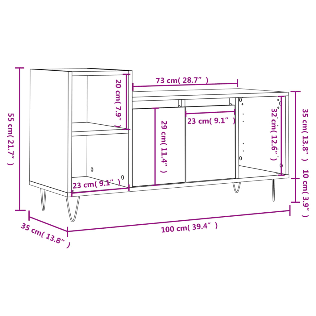 Mueble de TV madera blanco brillo 100x35x55 cm vidaXL