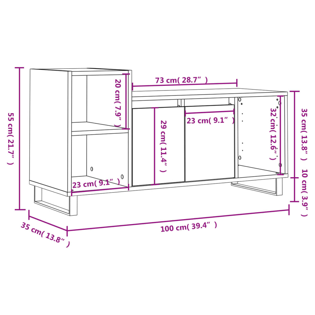 Mueble para TV madera blanco 100x35x55 cm vidaXL