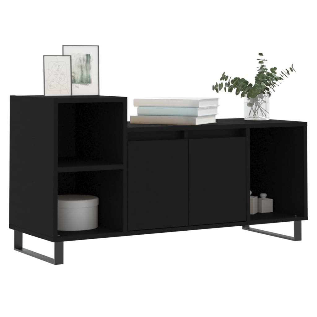 TV furniture black wood 100x35x55 cm