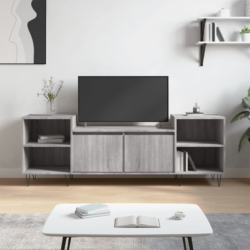 Vetonek Mueble para TV madera contrachapada gris Sonoma 160x35x55 cm