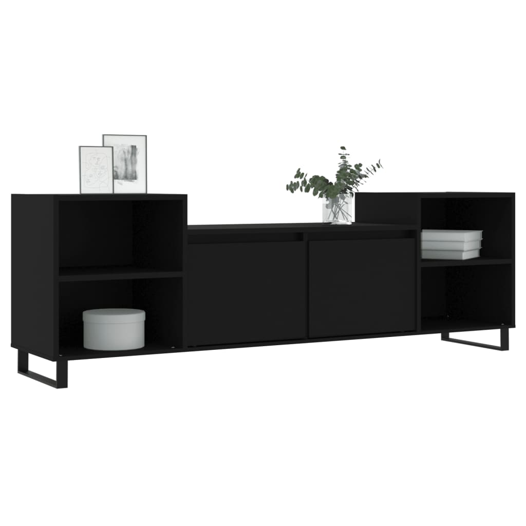 TV furniture Black wood 160x35x55 cm