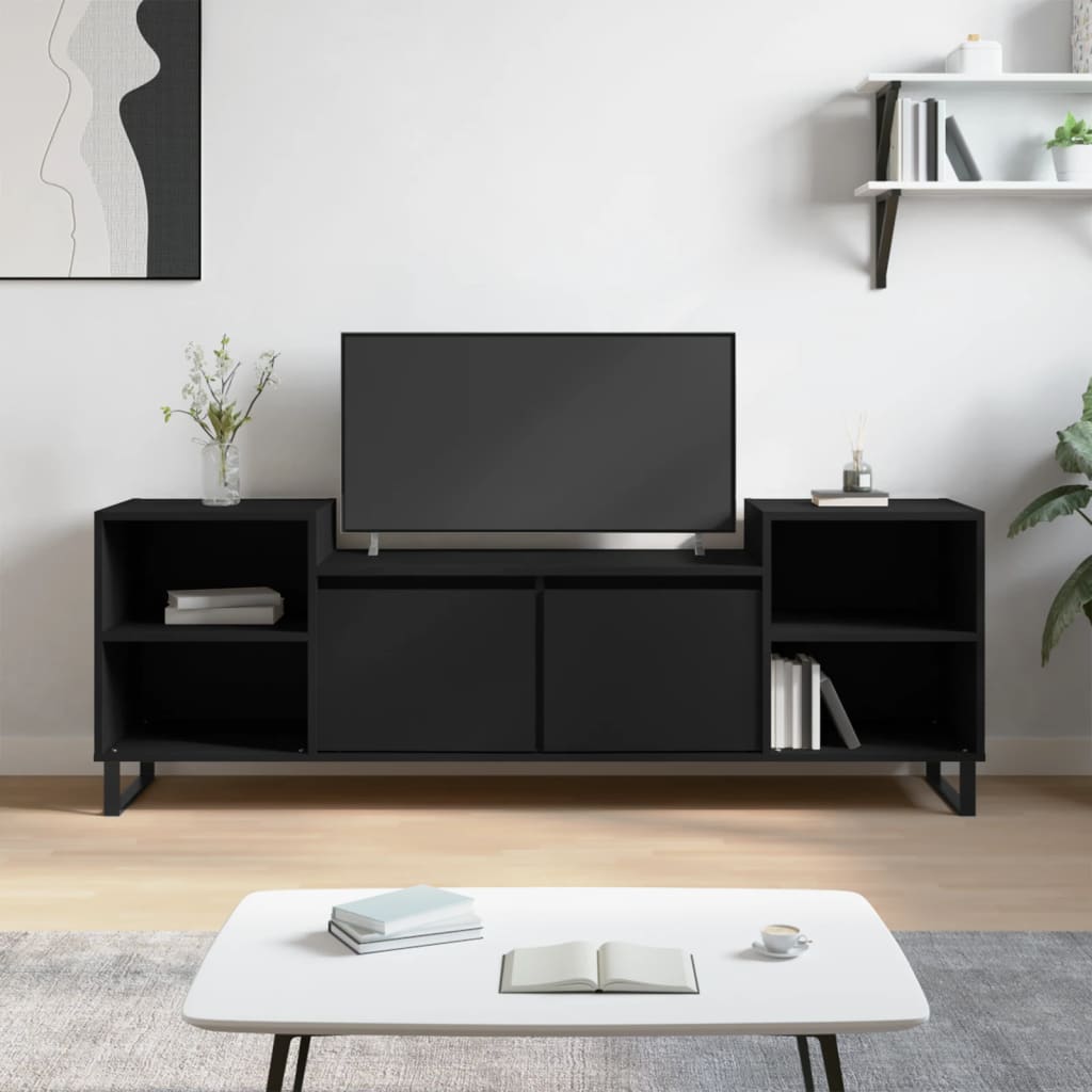 Vetonek Mueble para TV madera contrachapada negro 160x35x55 cm