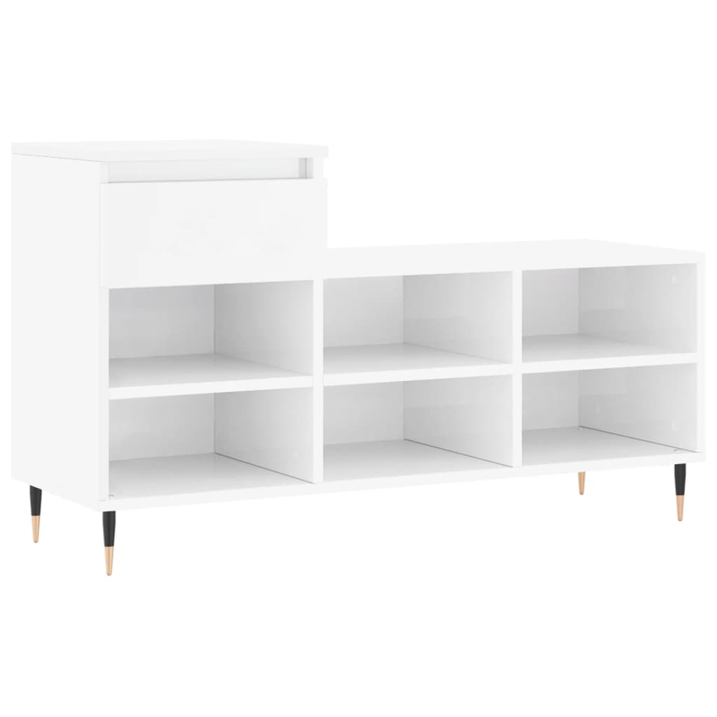 Mueble zapatero madera blanco brillo 102x36x60 cm vidaXL