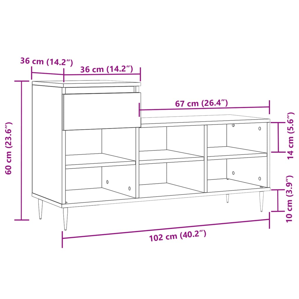 Mueble zapatero madera blanco brillo 102x36x60 cm vidaXL