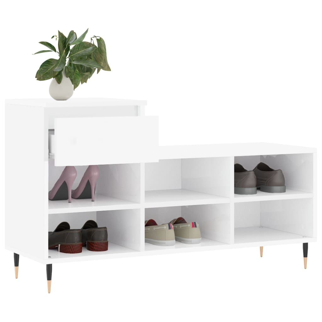 Mueble zapatero madera blanco brillo 102x36x60 cm vidaXL