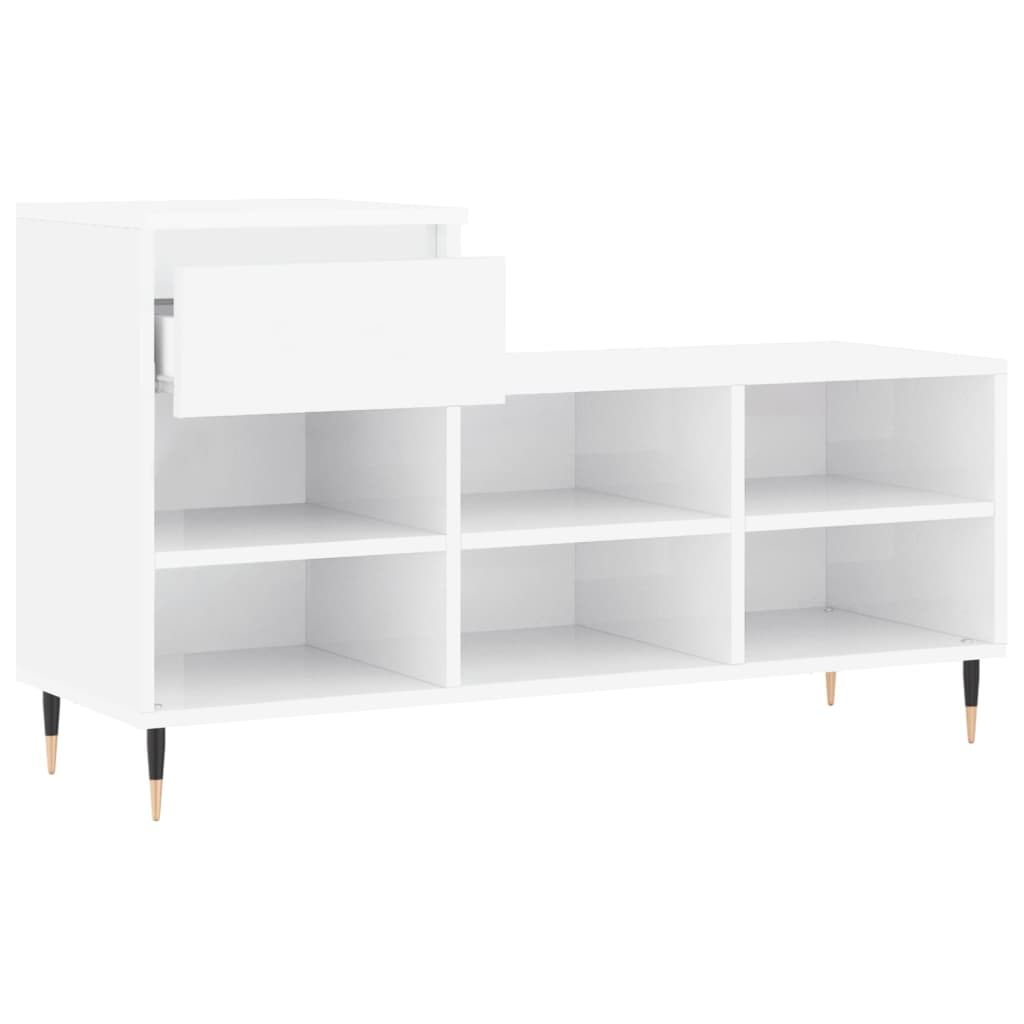 Mueble zapatero madera blanco brillo 102x36x60 cm vidaXL