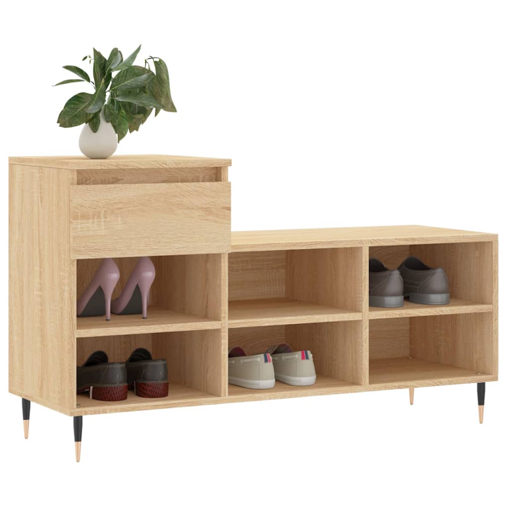 Mueble zapatero madera roble Sonoma 102x36x60 cm