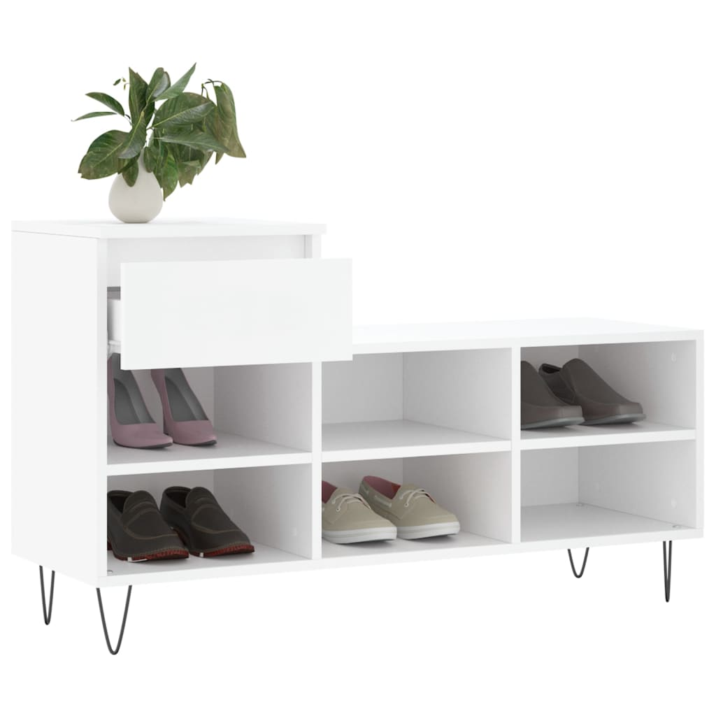 Mueble zapatero madera contrachapada blanco 102x36x60 cm vidaXL