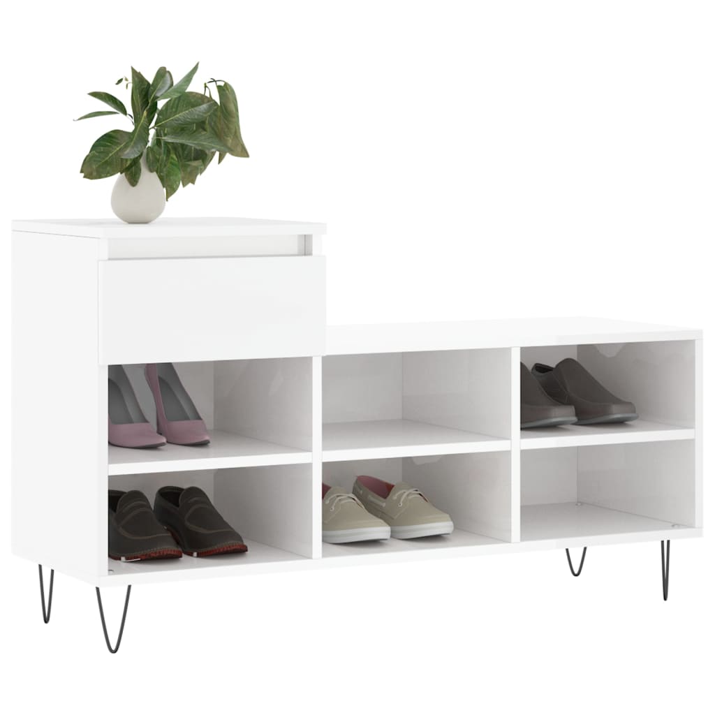 Mueble zapatero madera blanco brillo 102x36x60 cm vidaXL