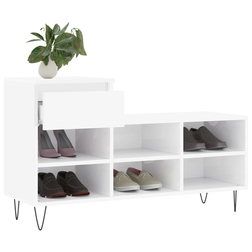 Mueble zapatero madera blanco brillo 102x36x60 cm vidaXL