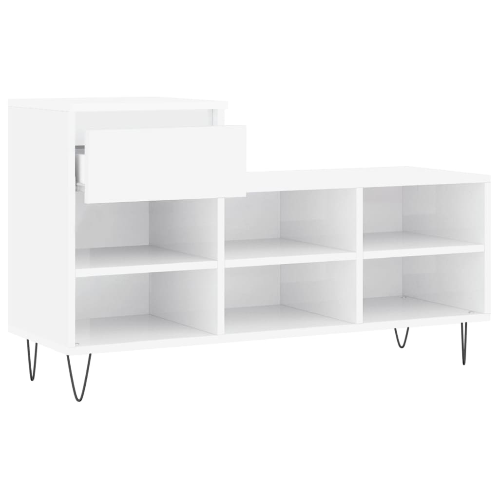 Mueble zapatero madera blanco brillo 102x36x60 cm vidaXL