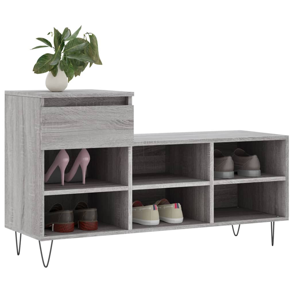 Mueble zapatero madera gris Sonoma 102x36x60 cm vidaXL