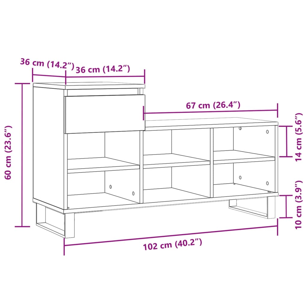 Mueble zapatero madera blanco 102x36x60 cm vidaXL