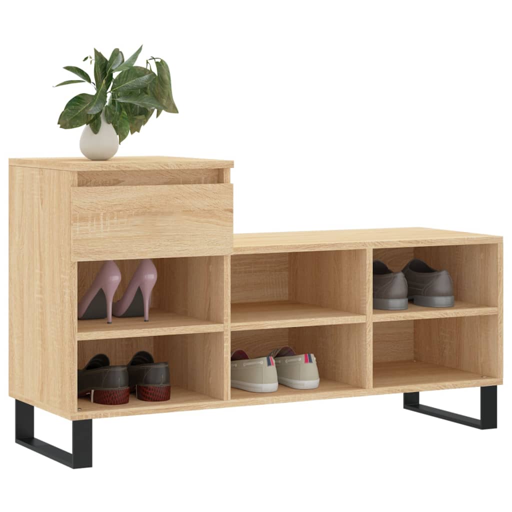 Mueble zapatero madera roble Sonoma 102x36x60 cm