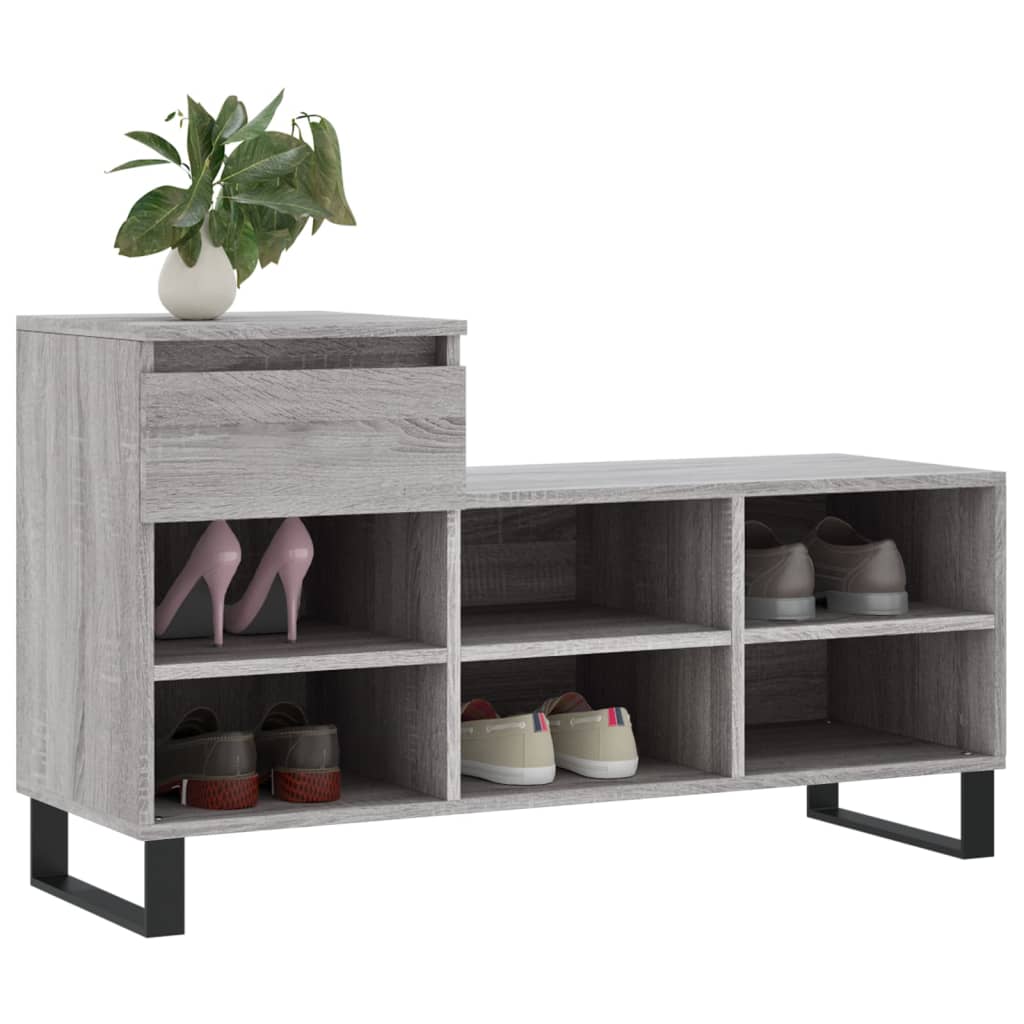 Mueble zapatero madera gris Sonoma 102x36x60 cm - Vetonek