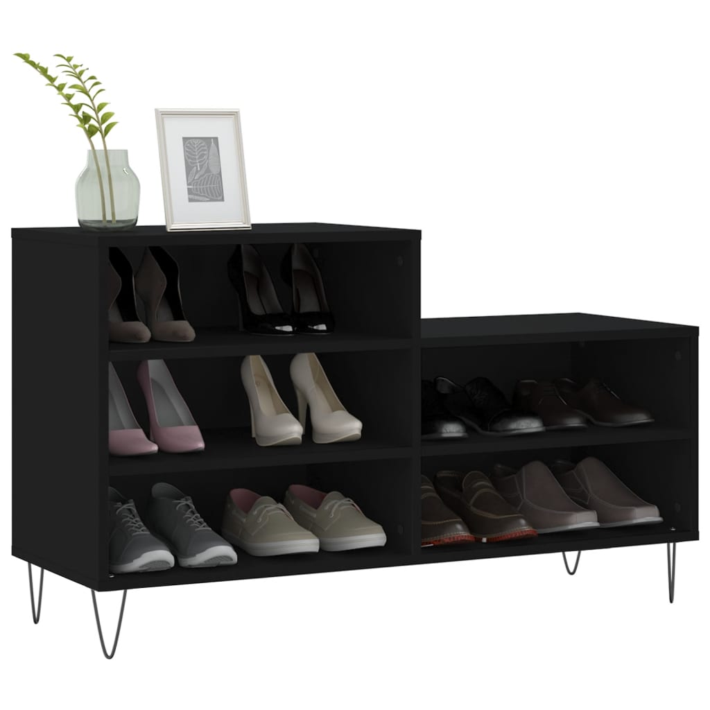 Mueble zapatero madera negro 102x36x60 cm