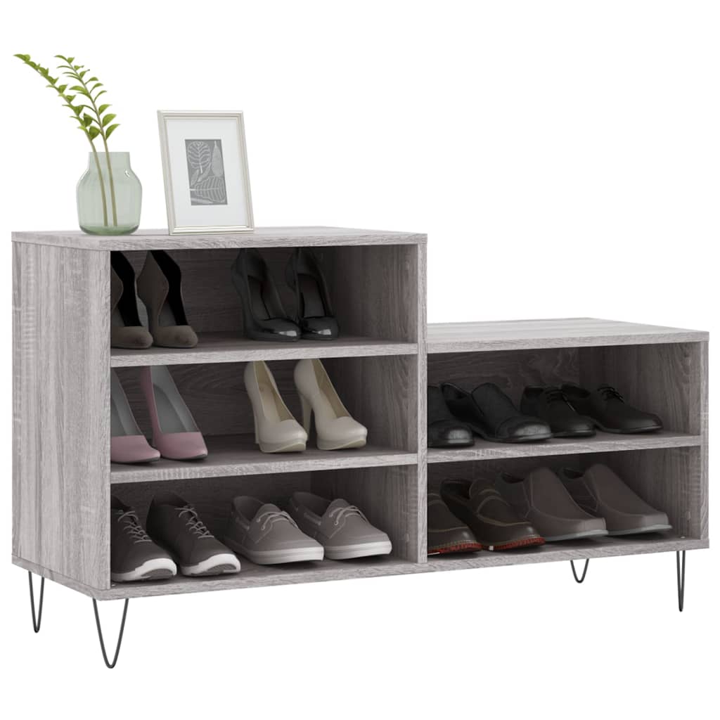 Mueble zapatero madera gris Sonoma 102x36x60 cm