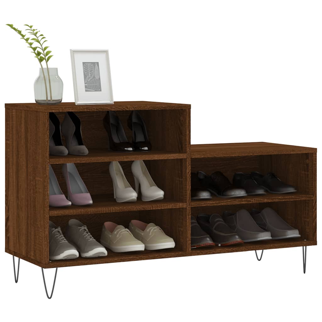 Mueble zapatero madera roble marrón 102x36x60 cm