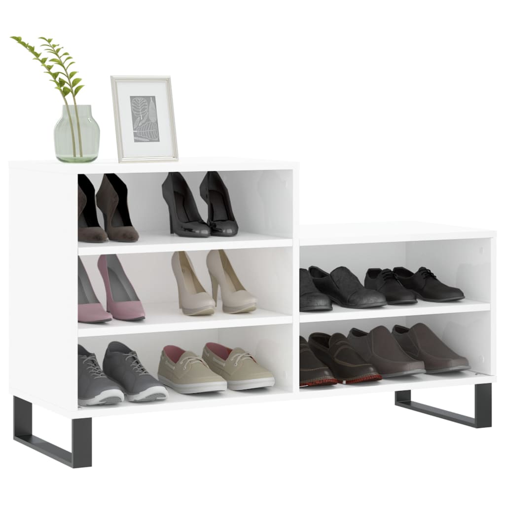 Mueble zapatero madera blanco brillo 102x36x60 cm vidaXL