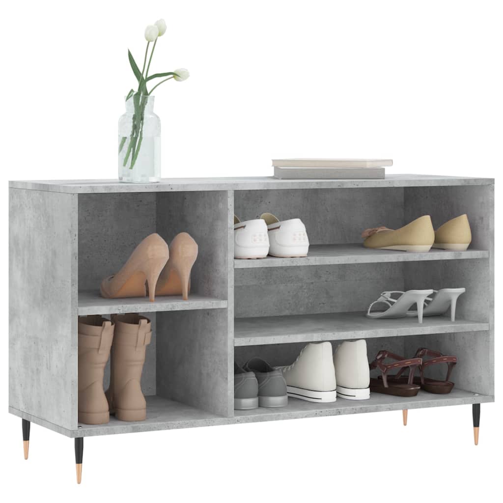 Mueble zapatero madera gris hormigón 102x36x60 cm vidaXL