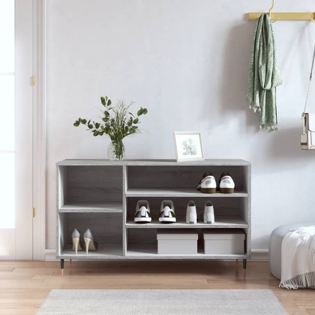 Vetonek Mueble zapatero madera contrachapada gris Sonoma 102x36x60 cm