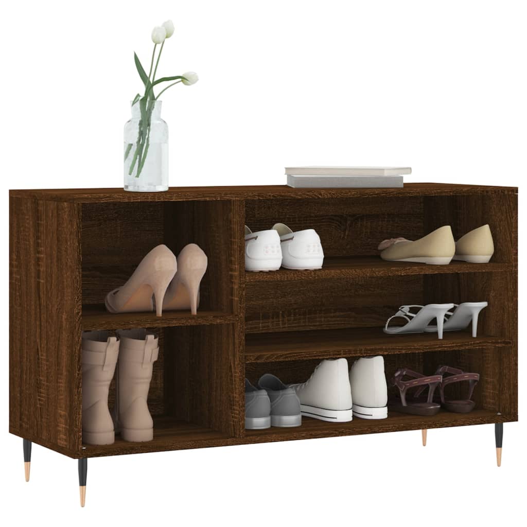 Mueble zapatero madera roble marrón 102x36x60 cm