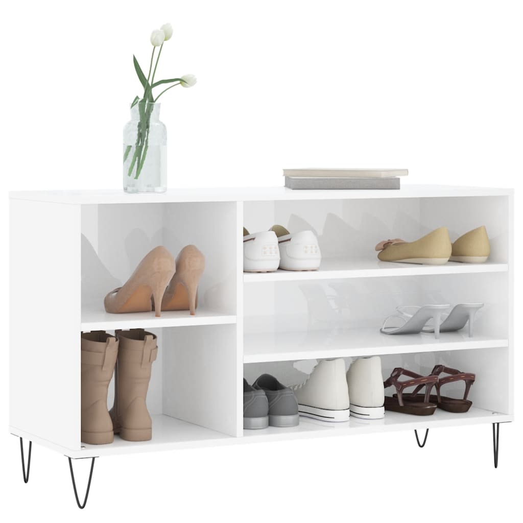 Gabinete de sapato de madeira branco 102x36x60 cm