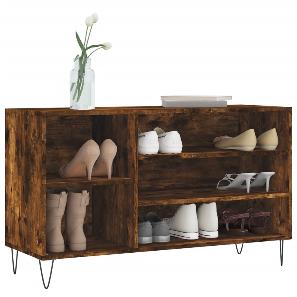 Mueble zapatero madera roble ahumado 102x36x60 cm vidaXL