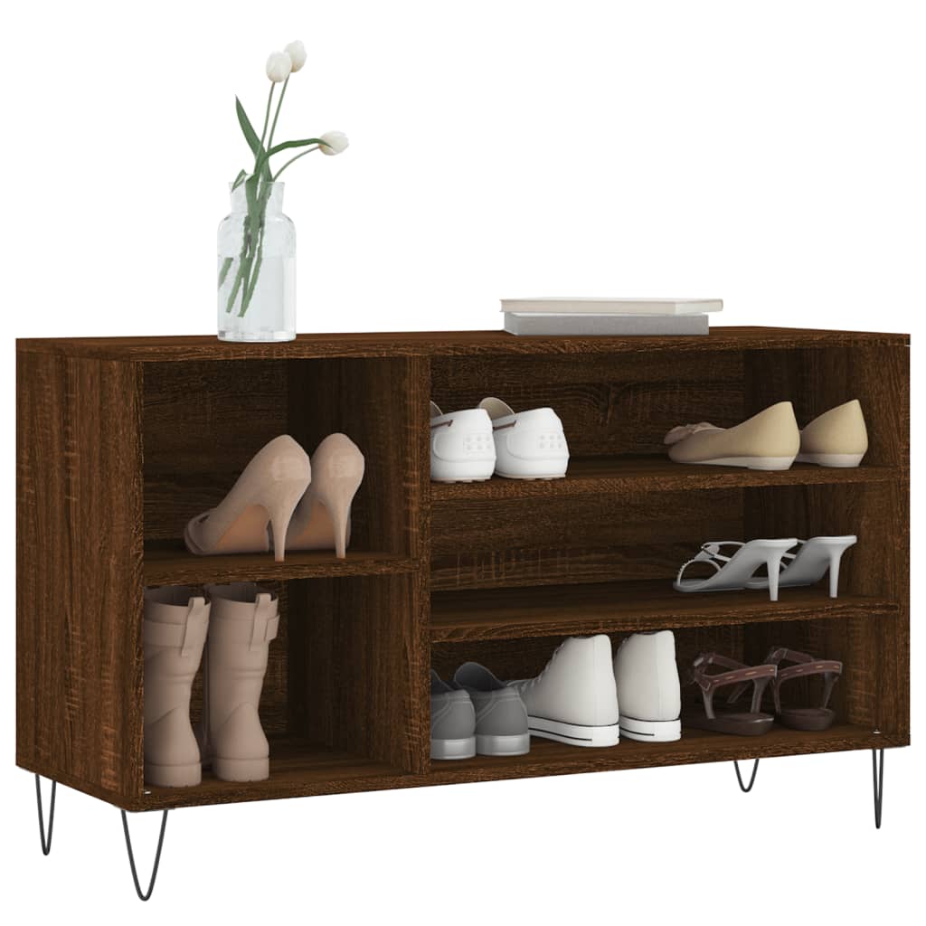 Mueble zapatero madera roble marrón 102x36x60 cm