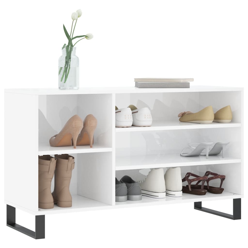 Mueble zapatero madera blanco brillo 102x36x60 cm vidaXL